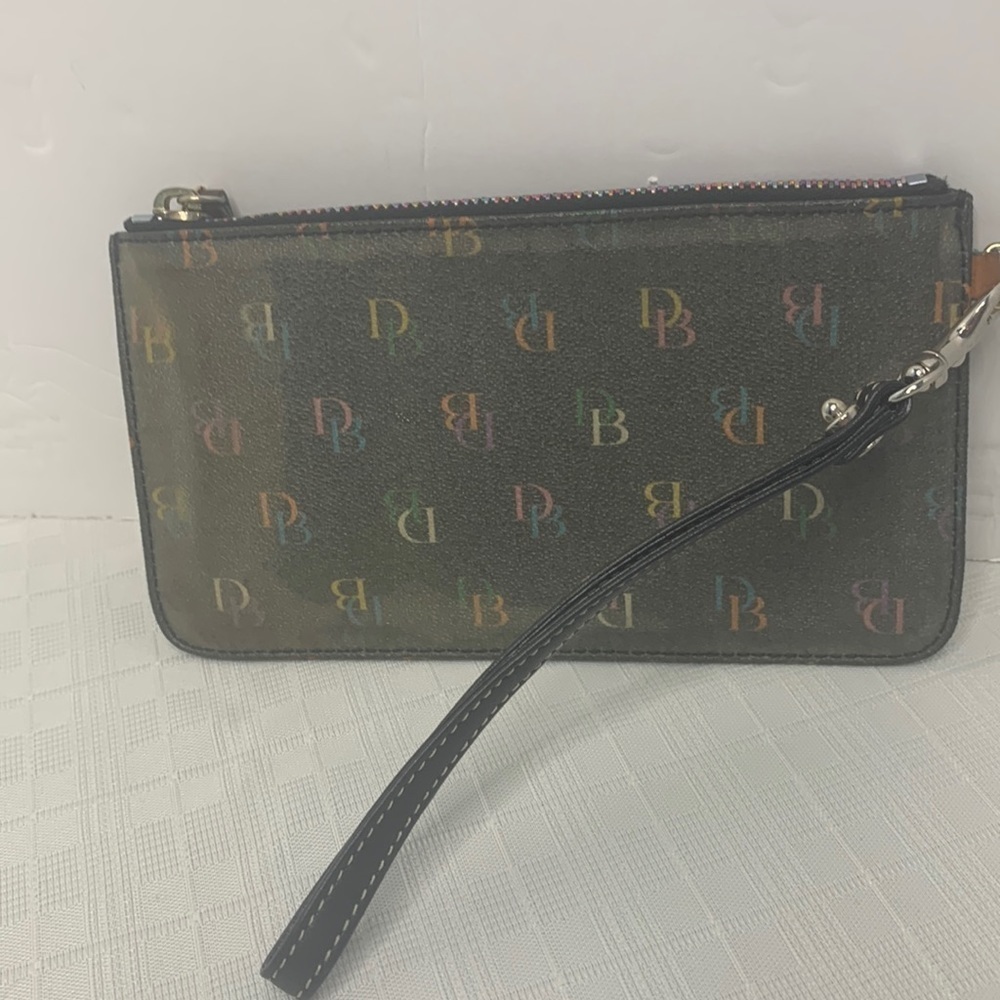 Vintage Dooney and Bourke oversized wristlet with rainbow zipper